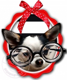 Strijkapplicatie Chihuahua gekke bril