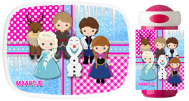 Set Mepal broodtrommel en drinkbeker Frozen like characterized pink