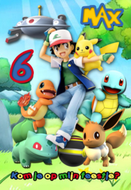 Kinderfeest uitnodiging Pokemon, setje van 6 stuks