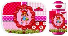 Set broodtrommel en beker Jippe roze/rood