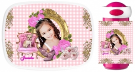 Set Mepal broodtrommel en drinkbeker Victorian Rose met foto en naam