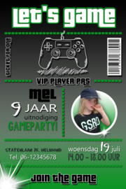 Kinderfeest uitnodiging Game Party, met foto