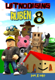 Kinderfeest uitnodiging Roblox, setje van 6 stuks