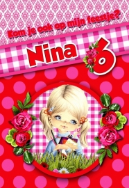 Kinderfeest uitnodiging Nina, setje van 6 stuks