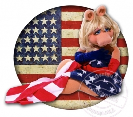 Strijkapplicatie Miss Piggy loves USA