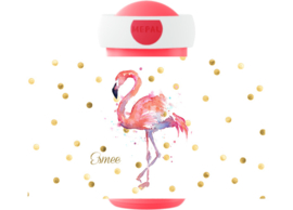 Mepal drinkbeker Flamingo aquarel wit, roze of mint