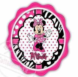 Strijkapplicatie Minnie Mouse roze/zebra
