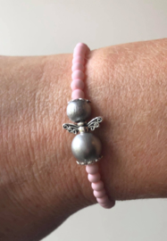 Guardian Angel armbandje, pink (engeltje in kleur naar keuze)