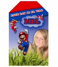 Kinderfeest traktatie labels Super Mario Bros, setje van 5 stuks