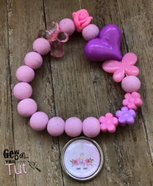 Armbandje unicorn pink lila