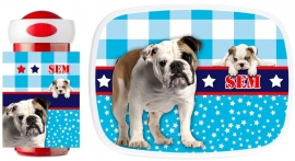 Set broodtrommel en beker Engelse Bulldog