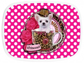 broodtrommel Chihuahua in teacup polkadot