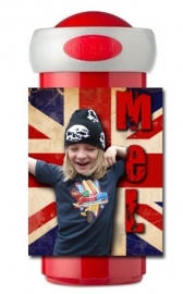 NIEUW!! Set broodtrommel en drinkbeker British Flag met foto en naam