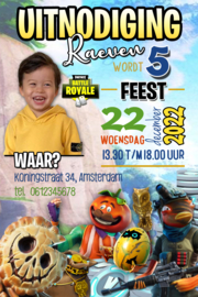 Kinderfeest uitnodiging Fortnite II, met foto