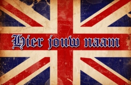 Strijkapplicatie Vintage Engelse vlag met je eigen naam!