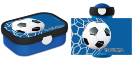 Set broodtrommel en drinkbeker Voetbal Goal! blauw