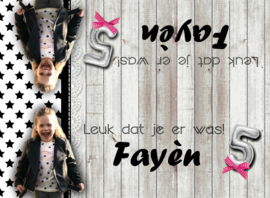 Traktatiezakje kinderfeest zwart/wit "Fayèn" met foto, set van 6 stuks