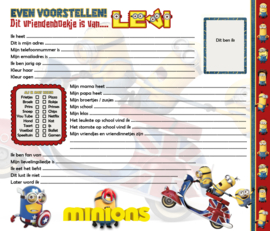 Vriendenboekje  Minions met naam (en evt foto)