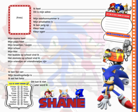 Vriendenboekje Sonic met naam (en evt foto)