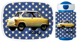 Set broodtrommel en drinkbeker Old yellow car