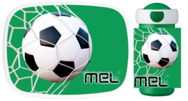 Set broodtrommel en drinkbeker Voetbal Goal! groen