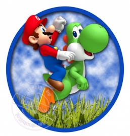 Strijkapplicatie Mario en Yoshi