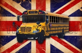 Strijkapplicatie Vintage English Schoolbus