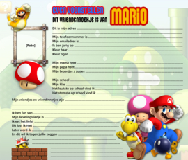 Vriendenboekje Super Mario Bros met naam (en evt foto)