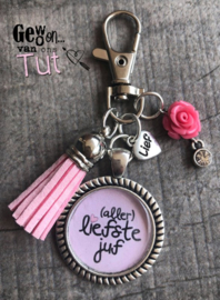 Sleutelhanger voor de juf, roze