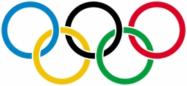 Strijkapplicatie Olympische ringen 18 cm, op verzoek gemaakt!