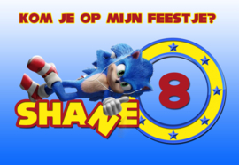 Kinderfeest uitnodiging Sonic, setje van 6 stuks