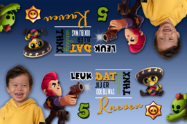 Kinderfeest traktatiezakjes Brawl Stars blauw, setje van 6 stuks, met foto