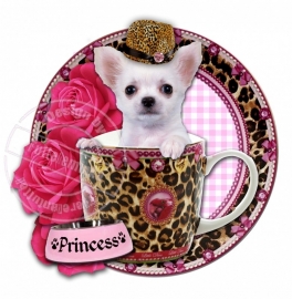 Strijkapplicatie Teacup Chihuahua! luipaardprint