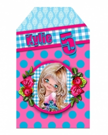 Kinderfeest traktatie labels Kylie, setje van 5 stuks