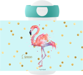 Mepal drinkbeker Flamingo aquarel wit, roze of mint