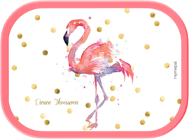 Mepal broodtrommel Flamingo aquarel wit, roze of mint