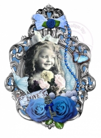 Strijkapplicatie Special: Vintage Girl blue