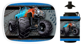 Set Mepal broodtrommel en beker Monstertruck Wheel Track