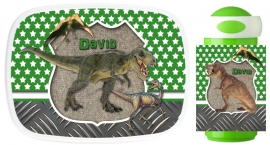 Set Mepal broodtrommel en drinkbeker Dino's groen