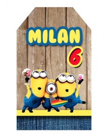 Kinderfeest traktatie labels Verschrikkelijke Ikke Minions party, setje van 5 stuks