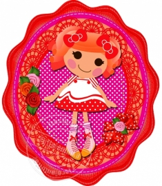 Strijkapplicatie Lalaloopsy rood/zalm