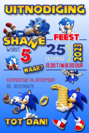 Kinderfeest uitnodiging Sonic