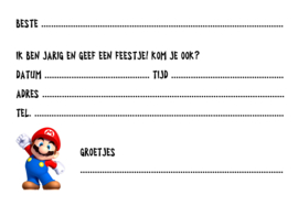 Kinderfeest uitnodiging Super Mario Bros, setje van 6 stuks