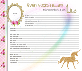 Vriendenboekje Unicorn met naam (en evt foto)