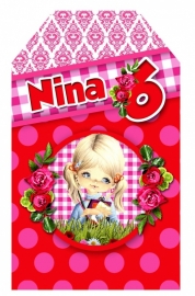 Kinderfeest traktatie labels Nina, setje van 5 stuks