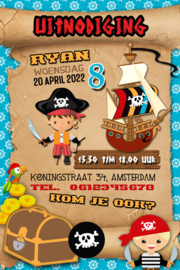 Kinderfeest uitnodiging Piraten feest