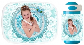 Set Mepal broodtrommel en drinkbeker Ice Blue met foto