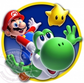Strijkapplicatie Mario & Yoshi Fly