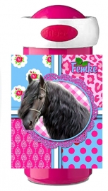 Drinkbeker Fries paard pink/turquoise Femke