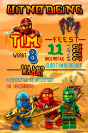 Kinderfeest uitnodiging Lego Ninjago